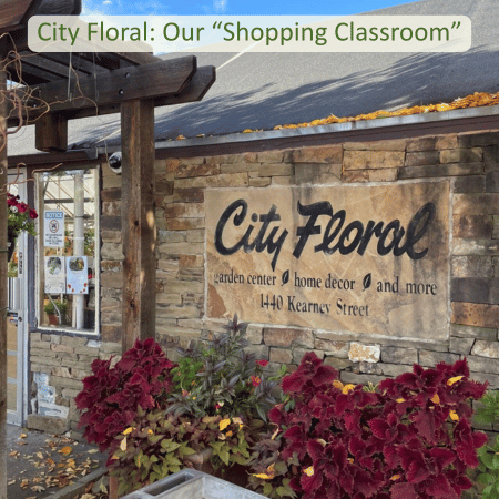 City Floral garden center entrance with bronze sign